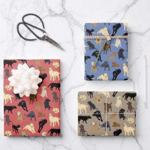Lotsa Labradore - rot, braun, denim blau Geschenkpapier Set