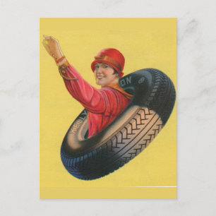 Lotta Miles, die auf Kelly-Springfleld-Reifen wart Postkarte