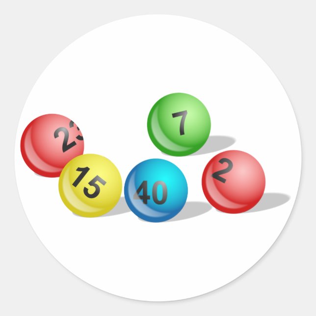 Lotterie Balls Runder Aufkleber (Vorderseite)