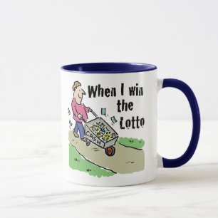 Lotterie gewinnender Designmann mit Barrow Tasse