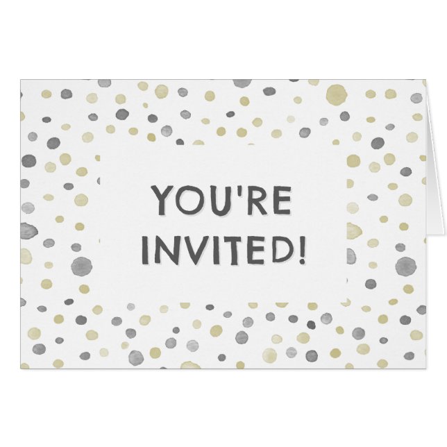 Lottie Confetti Watercolor Dots Birthday Einladung (Vorderseite (Horizontal))