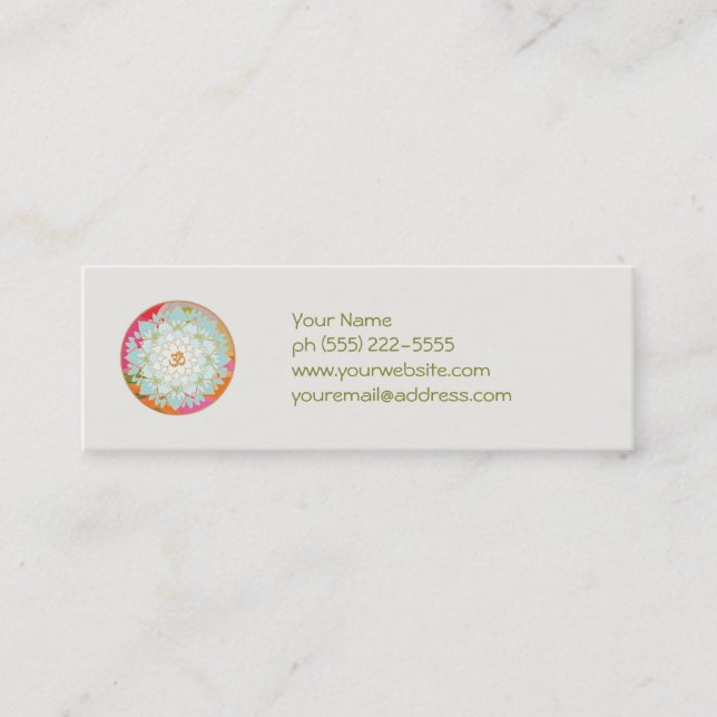 Lotus and Om Symbol Business Card Mini Visitenkarte (Vorderseite)