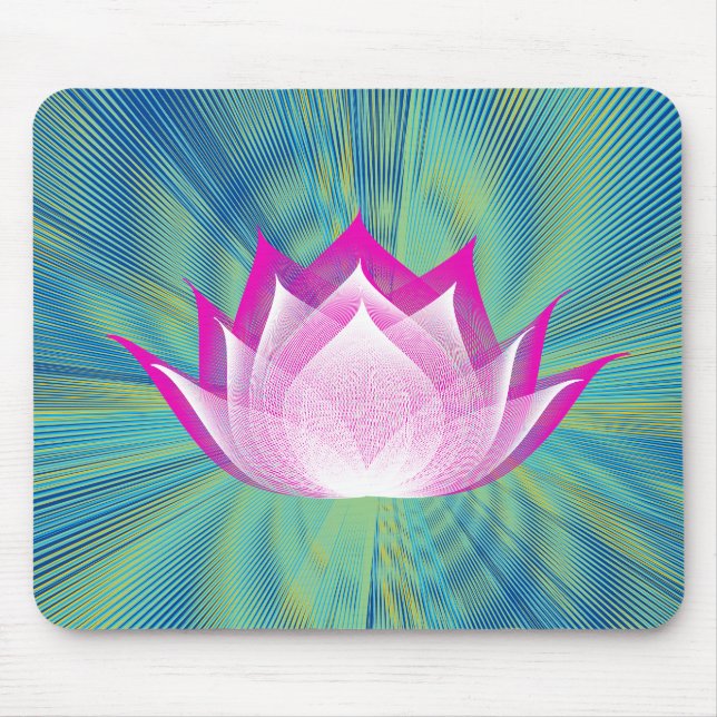 Lotus Black Aquamarin Pink Green Floral Template Mousepad (Vorne)