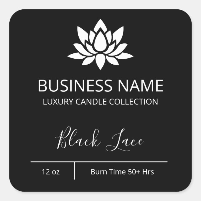 Lotus Black Candle Étiquette moderne (Devant)