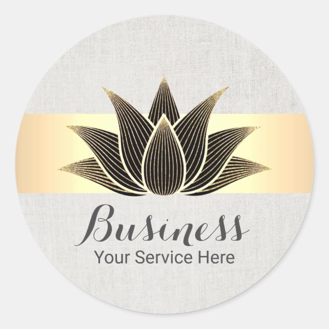 Lotus Black Gold Blume Yoga Massage Salon WELLNESS Runder Aufkleber (Vorderseite)