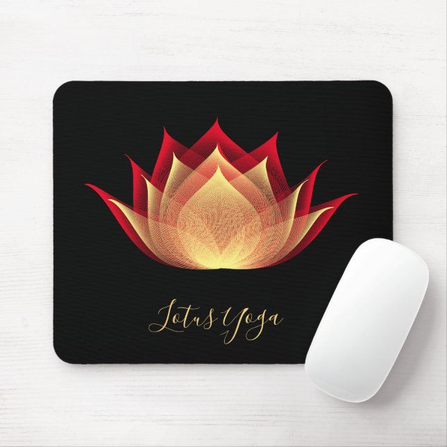 Lotus Black Yellow Blume Template Yoga Mousepad (Mit Mouse)