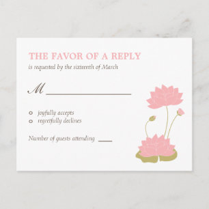 Lotus Bloom Wedding RSVP Postkarte