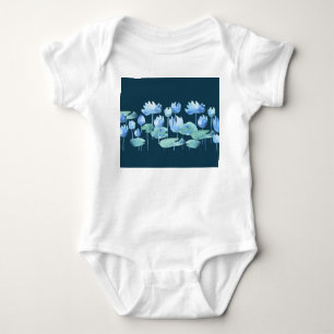 Lotus Blooms: Einfache Wasserfarbenprägung Baby Strampler