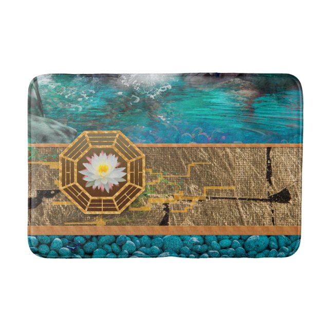Lotus Blossom Blue Lagoon Badematte (Vorderseite)
