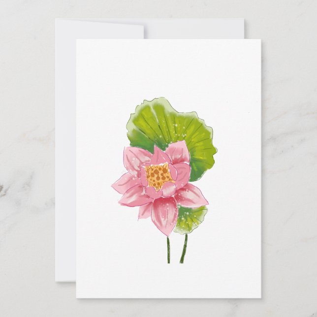 Lotus Blossom elegant mit grünen Blätter Einladung (Vorderseite)