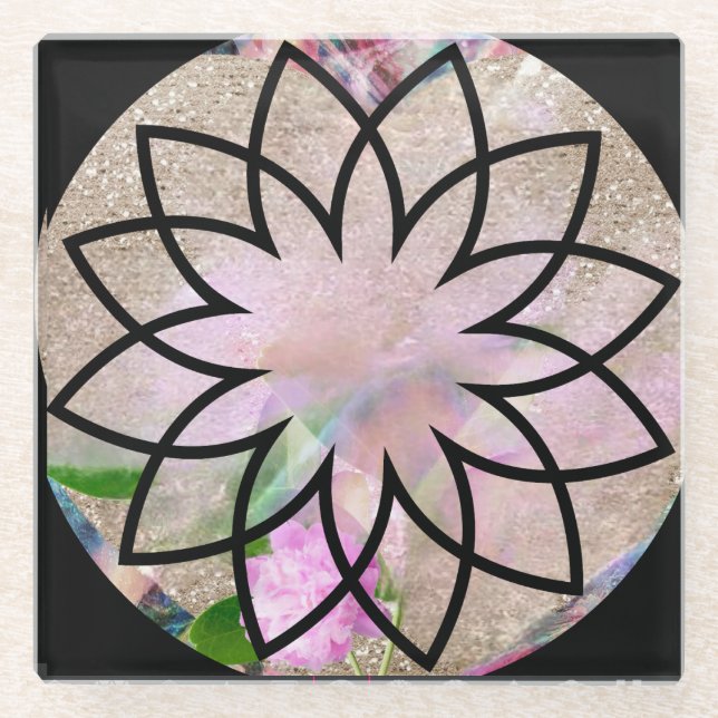 Lotus Blossom Floral Springtime Glasuntersetzer (Vorderseite)
