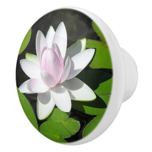LOTUS-BLOSSOM IN WEISS UND BALPINK MIT LEIHEN PADS KERAMIKKNAUF