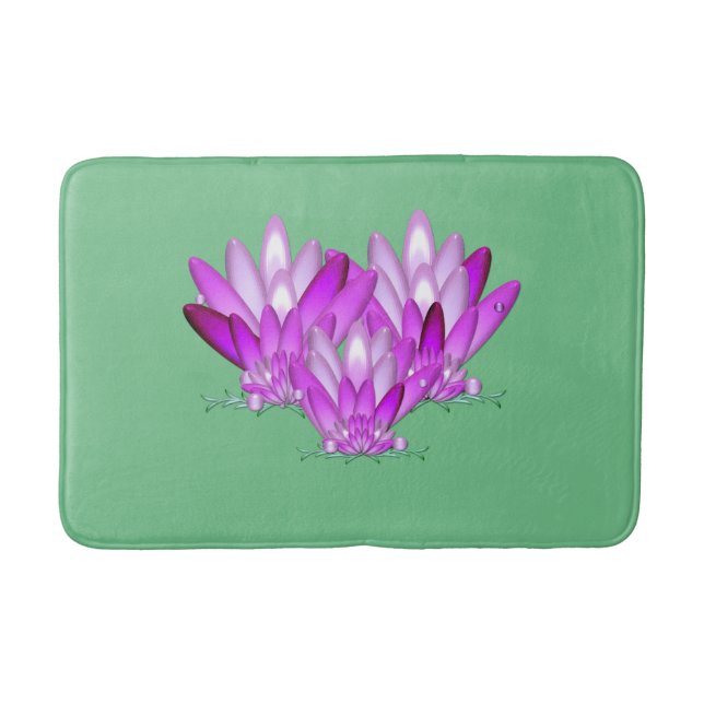 Lotus blossom pink auf grünem Meeresgrund Badematte (Vorderseite)