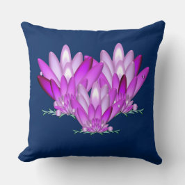 Lotus blossom pink auf marineblau Hintergrund Kissen