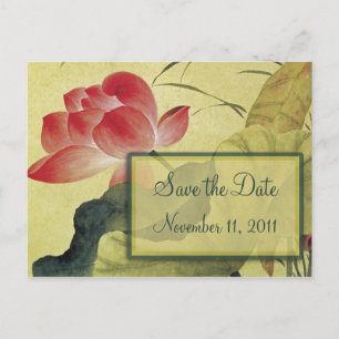 Lotus Blossom Wedding Save the Date Postcard Ankündigungspostkarte
