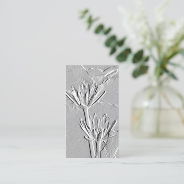 ©Lotus Blossoms/Embossed-like Foto Visitenkarte (Stehend Vorderseite)