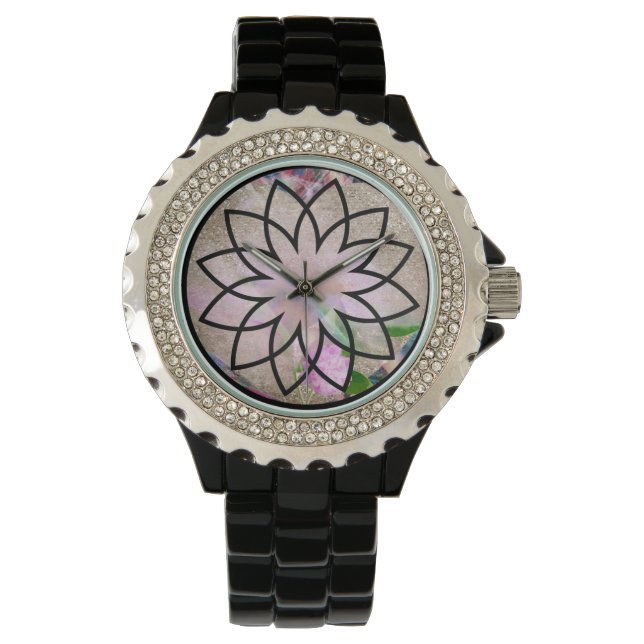 Lotus Blume Armbanduhr (Vorderseite)