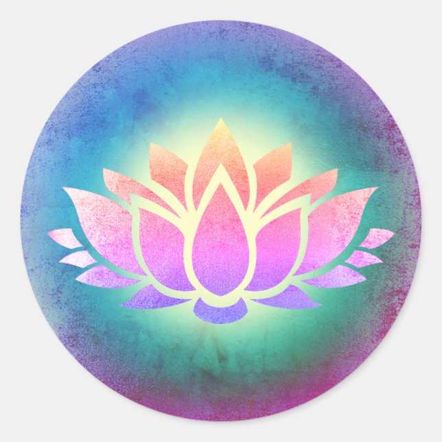 Lotus Blume Art Runder Aufkleber (Vorderseite)