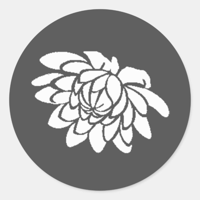 Lotus-Blume-Aufkleber (grau) Runder Aufkleber (Vorderseite)