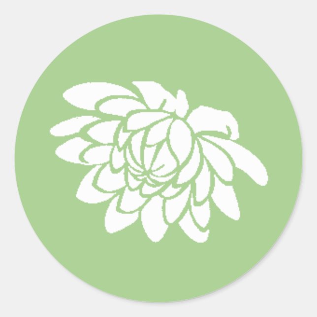 Lotus-Blume-Aufkleber (grün) Runder Aufkleber (Vorderseite)