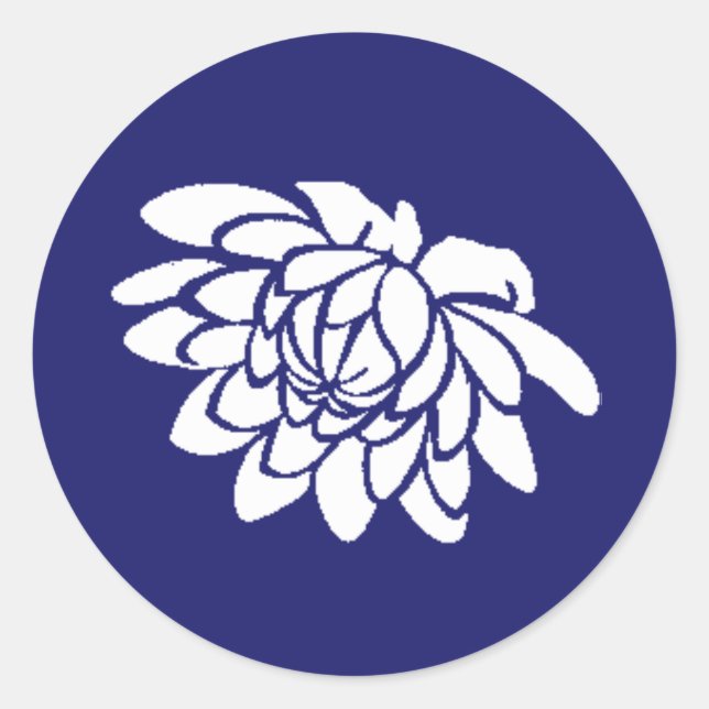 Lotus-Blume-Aufkleber (Indigo) Runder Aufkleber (Vorderseite)