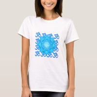 Lotus-Blume aus blauem Glas, Gezeichnet mit Om-Mus