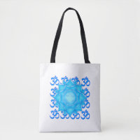 Lotus-Blume aus blauem Glas, Gezeichnet mit Om-Mus