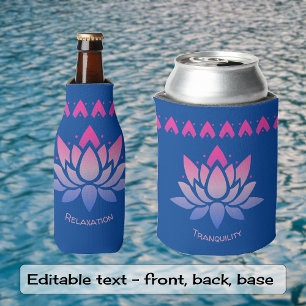 Lotus Blume benutzerdefinierter Text blau Cooler Dosenkühler