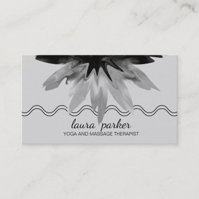 Lotus Blume Black Logo Heiltherapie Yoga Visitenkarte (Vorderseite)