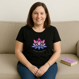 Lotus Blume Blauer rosa benutzerdefinierter Text Große Größe T-Shirt