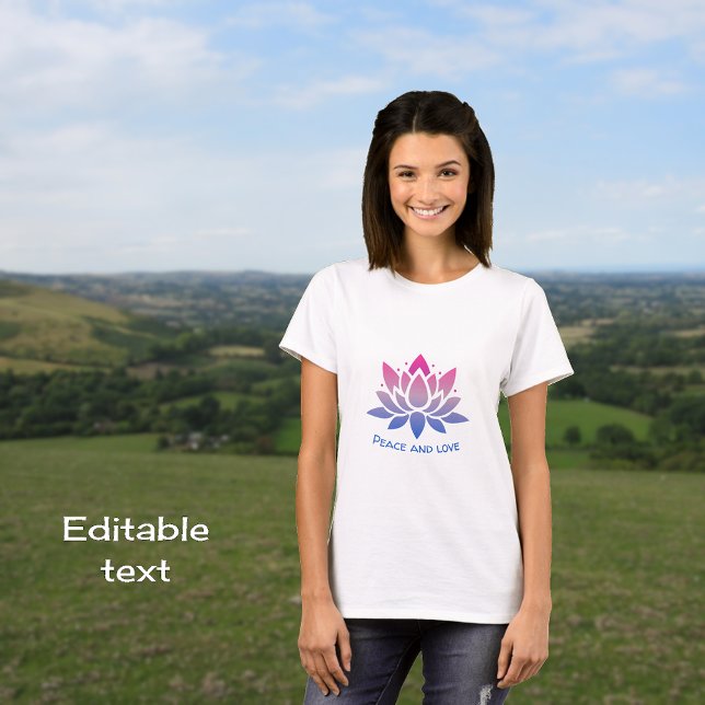 Lotus Blume Blauer rosa benutzerdefinierter Text T-Shirt (Von Creator hochgeladen)