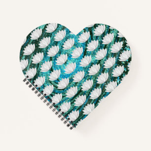 Lotus Blume Blue Green Galaxy Heart Notebook Notizbuch