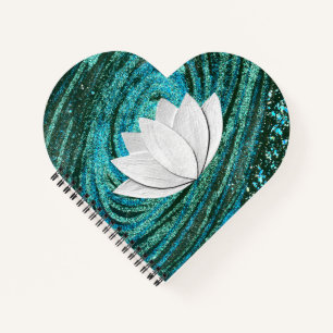 Lotus Blume Blue Green Galaxy Heart Notebook Notizbuch