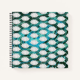 Lotus Blume Blue Green Galaxy Notebook Notizbuch