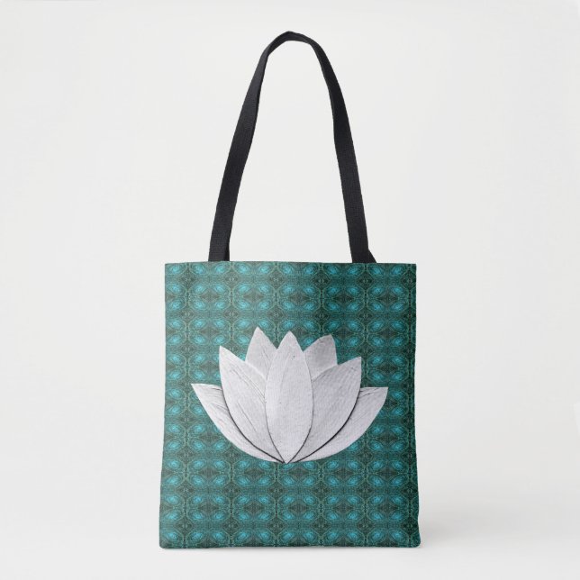 Lotus Blume Blue Green Galaxy Tote Bag Tasche (Vorderseite)