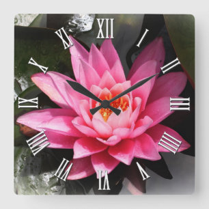 Lotus Blume blühen, innerer Frieden, Meditation Quadratische Wanduhr