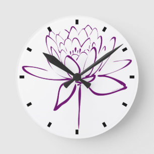 Lotus Blume Calligraphy Runde Wanduhr