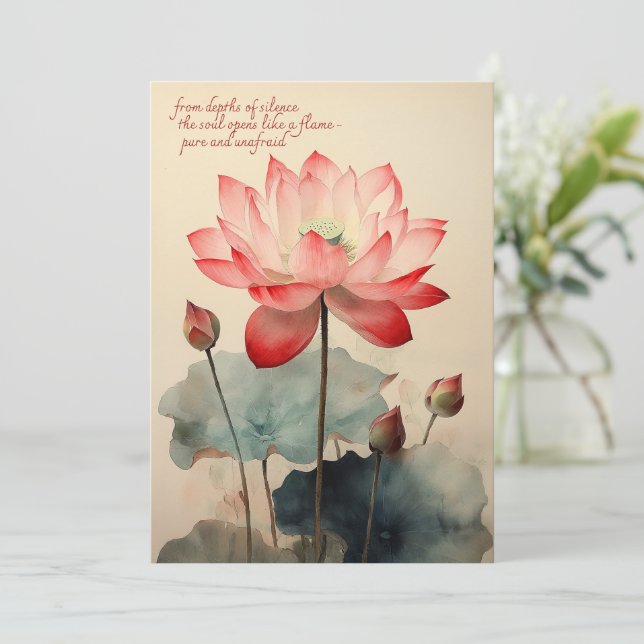 Lotus Blume Dankeskarte (Stehend Vorderseite)