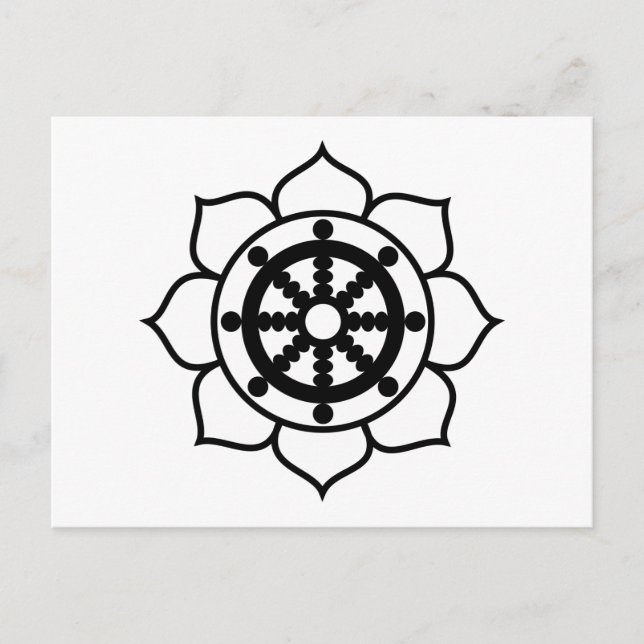Lotus Blume Dharma Wheel Postkarte (Vorderseite)