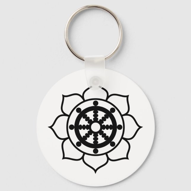 Lotus Blume Dharma Wheel Schlüsselanhänger (Vorderseite)