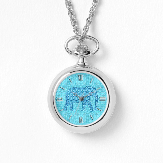 Lotus Blume Elefant - Türkis Armbanduhr (Vorderseite)