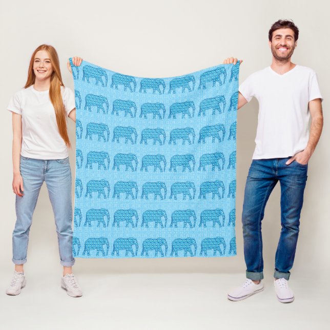 Lotus Blume Elefant - Türkis Fleecedecke (Beispiel)