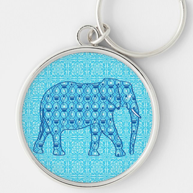 Lotus Blume Elefant - Türkis Schlüsselanhänger (Vorne)