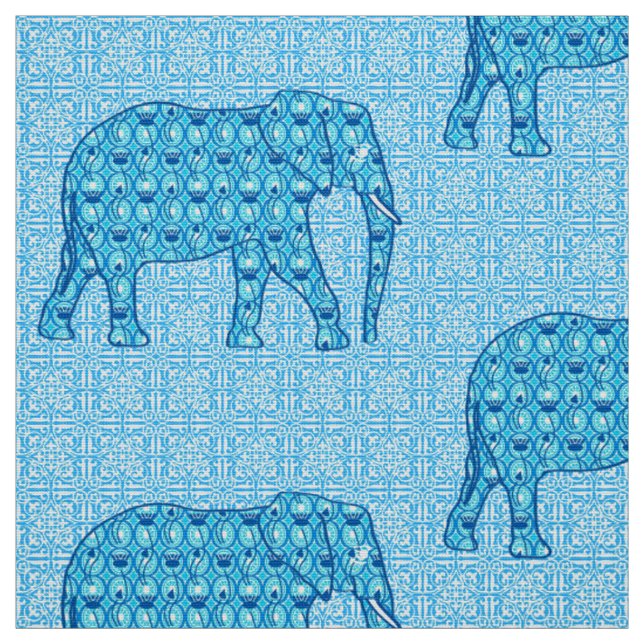 Lotus Blume Elefant - Türkis Stoff (Muster)