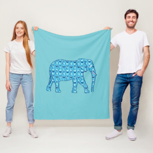 Lotus Blume Elefant, Türkis und Wasser Fleecedecke