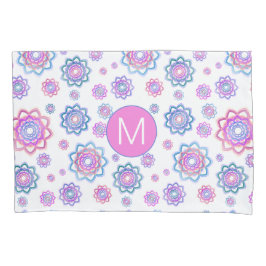 Lotus Blume Farbige Monogramm Pink Pastellgrün Kissenbezug