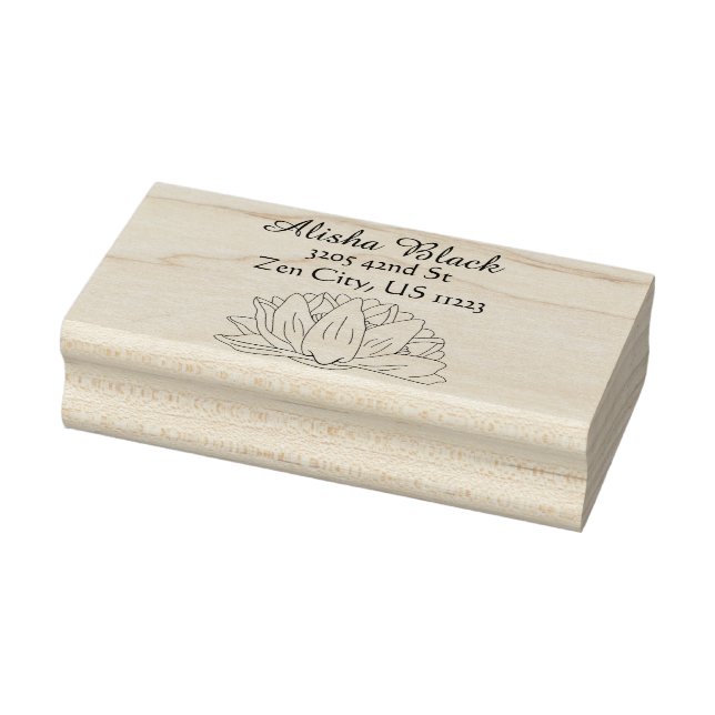 Lotus Blume Floral Illustration Name Anschrift Gummistempel (Stempel)