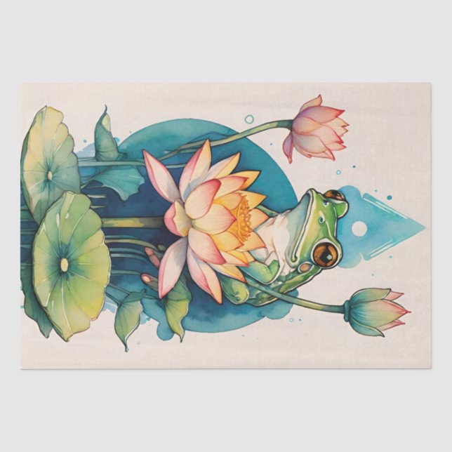 Lotus Blume Frog Niedlich Frogy Blume Seidenpapier (Vorderseite)
