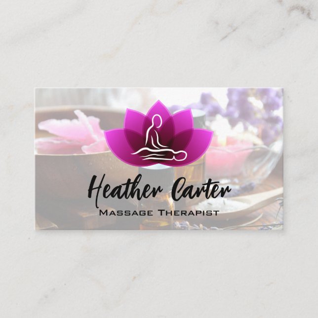 Lotus-Blume für Massage | Wellness-Center Ölsalze Visitenkarte (Vorderseite)