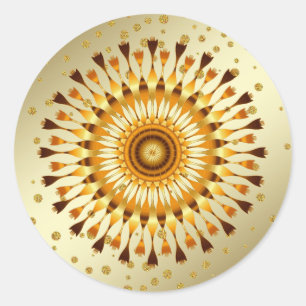 Lotus Blume Gold Imitate Fossil Glitzer Runder Aufkleber